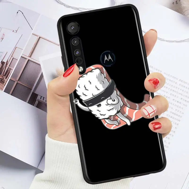 

Sushi Pug for Motorola G9 G8 G E7 E6 One Play Marco Hyper Fusion Stylus Power Edge Plus Black Phone Case
