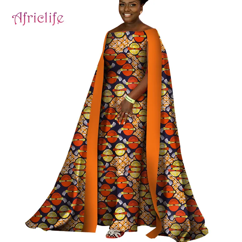 African Dresses for Women Sexy Long Dress for Party and Wedding with Long Pendulum Elegant Lady African Print Dresses WY4332
