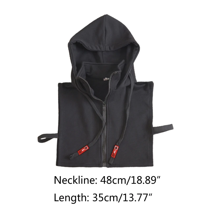 

Women Men Winter Drawstring Hooded False Fake Collar Zipper Up Sleeveless Half Shirt Dickey Decorative Neck Warmer Crop Top