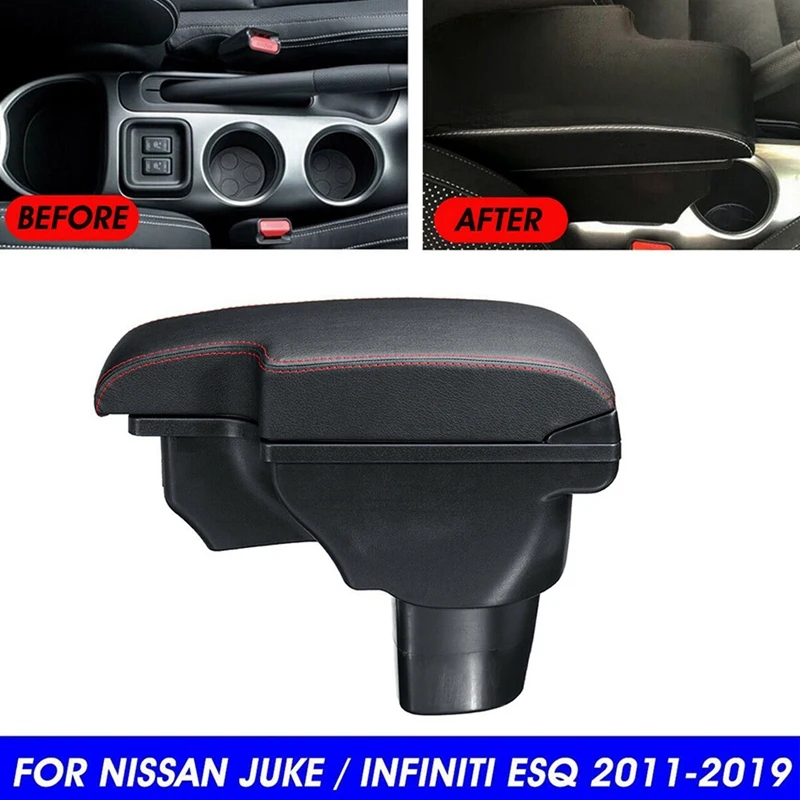 

NEW-For Nissan Juke Infiniti ESQ 2011-2019 Central Armrest Consoles Storage Box Handrails Double Layer Storage W/ 3 USB Port