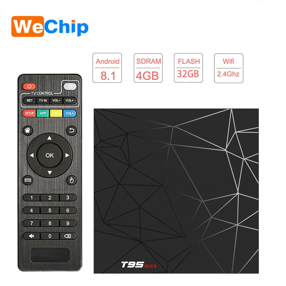 ТВ-приставка Wechip Android 8 1 Smart 4K Box T95 MAX Allwinner H6 2 4G Wifi телеприставка 32G H.265 6K HD Ott