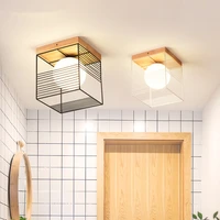 2019 new nordic indoor wood led ceiling light fixture luminaire modern iron net bedroom corridor hallway mount lamp aisle decor
