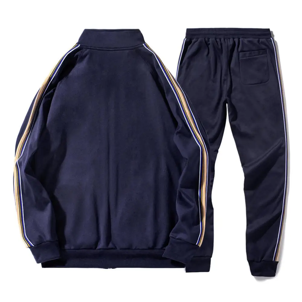 

White Black Men Set Fashion 2021 Autumn Spring Brand Casual Sportswear Mens Tracksuit Sports Two Piece Striped Hoodie Pant Male