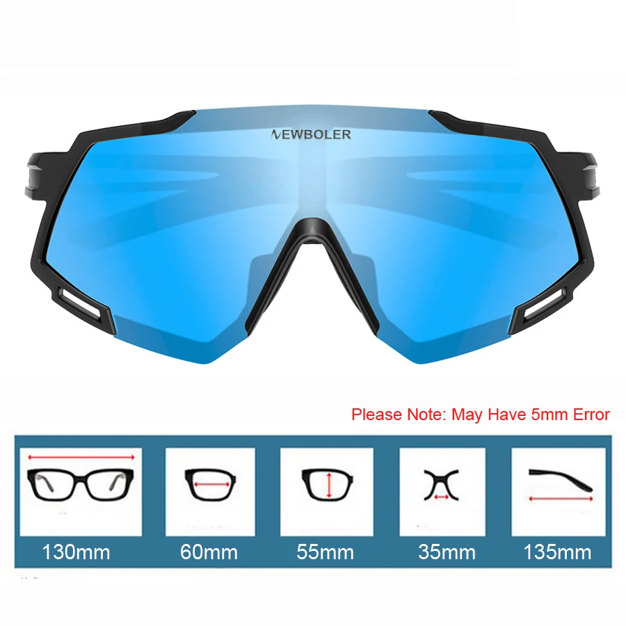 NEWBOLER 5 Lensses Cycling Sun Glasses Polarized MTB Road Bike Eyewear Outdoor Sport Sunglasses Bicycle Goggles For Man Women