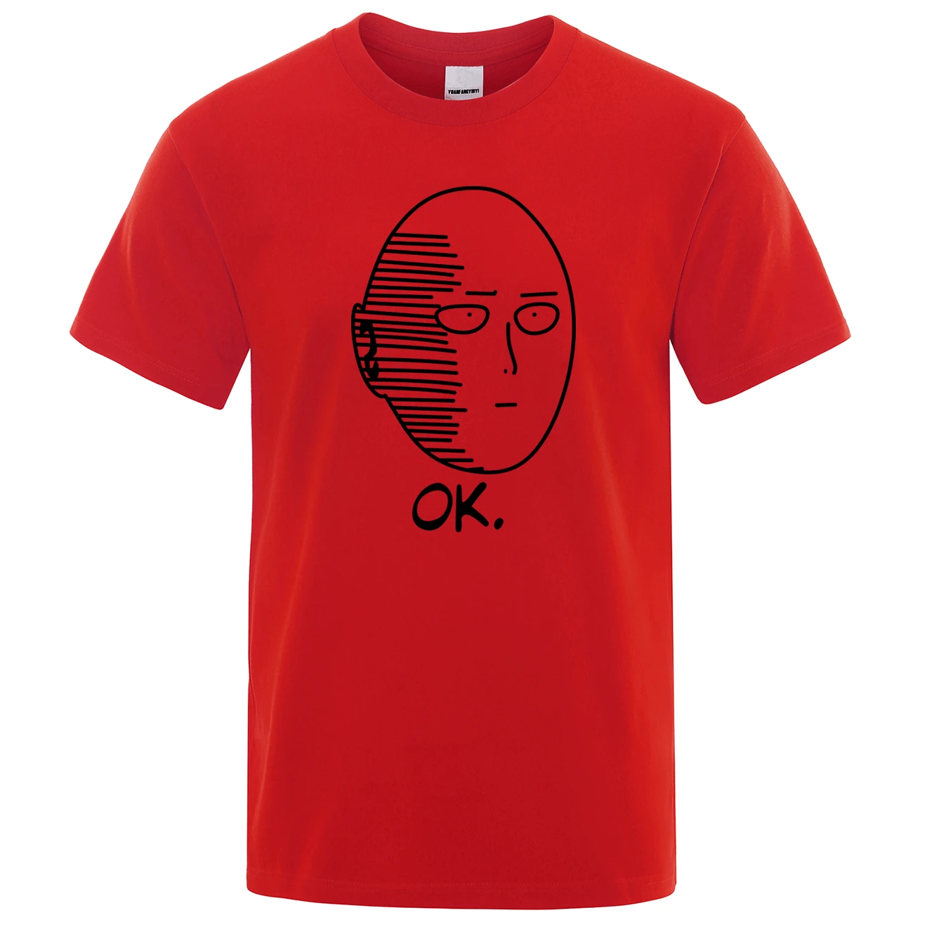 One Punch Man Saitama Sensei Мужская футболка с японским аниме хлопковая футболка Летняя Повседневная футболка с круглым вырезом Мужская Уличная Одежда Harajuku - Цвет: red 1