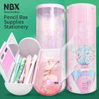 fashion quicksand pencil case colorful large capacity pen box kawaii study supplies stationery gift school for children student