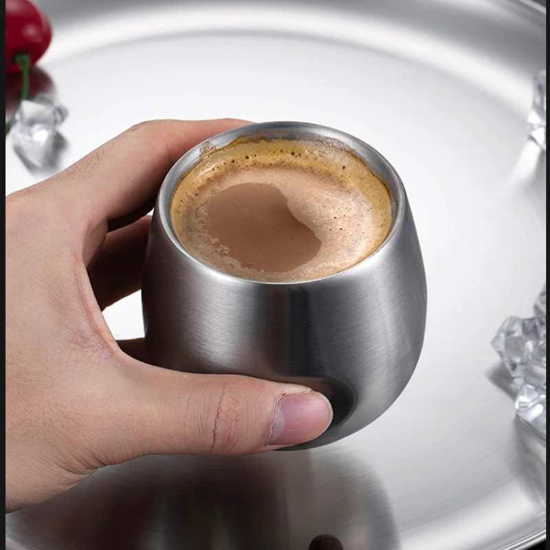 

150ML/200ML Espresso Mugs Double Wall Stainless Steel Anti-scalding Coffee Cups Office And Household Heat Insulation Coffee Cup