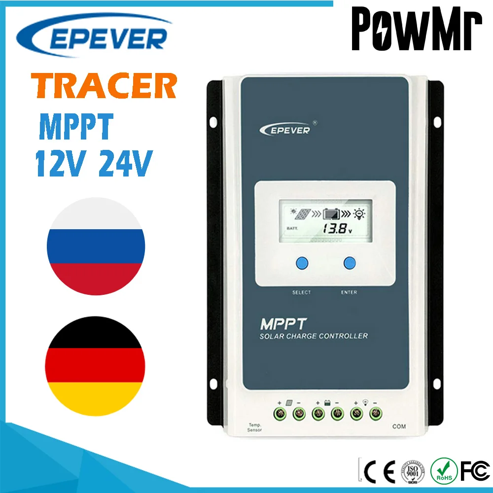 Трассировщик EPever 40A 30A 20A 10A автоматический высокоэффективный Регулятор солнечной