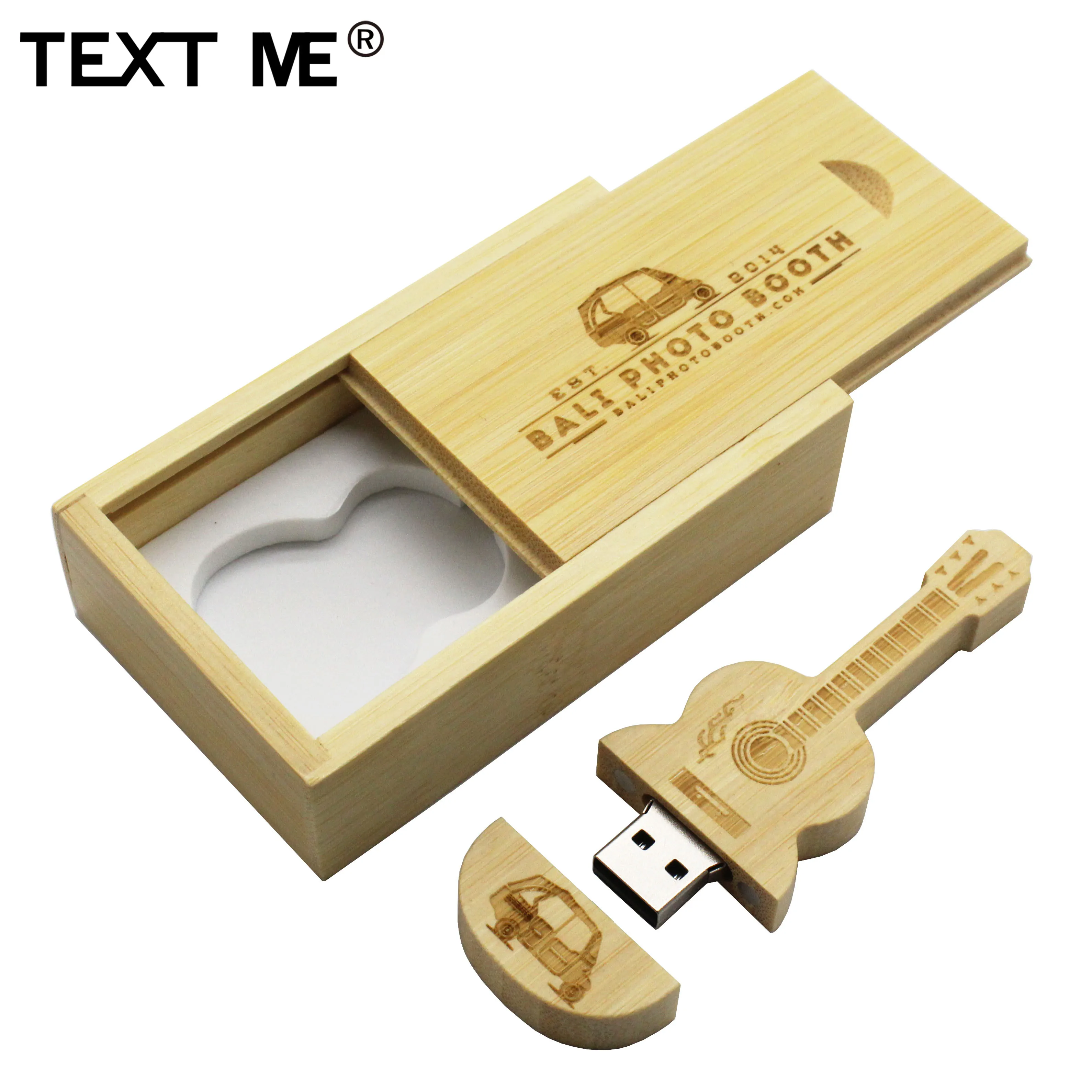 Деревянный USB-флеш-накопитель TEXT ME с логотипом гитары сделанный на заказ 4 ГБ 8 16 32
