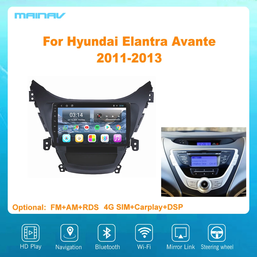 

9 "Android 10 для Hyundai Elantra Avante 2011-2013 RDS автомобильная навигация для DSP CarPlay автомобильное радио мультимедийный видеоплеер Автомобильный GPS