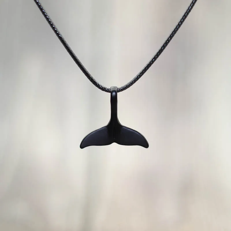 

Bohemain Black Whale Tail Pendant Necklace Gothic Long Rope Chain Necklace For Men Women Summer Beach Jewelry Collier