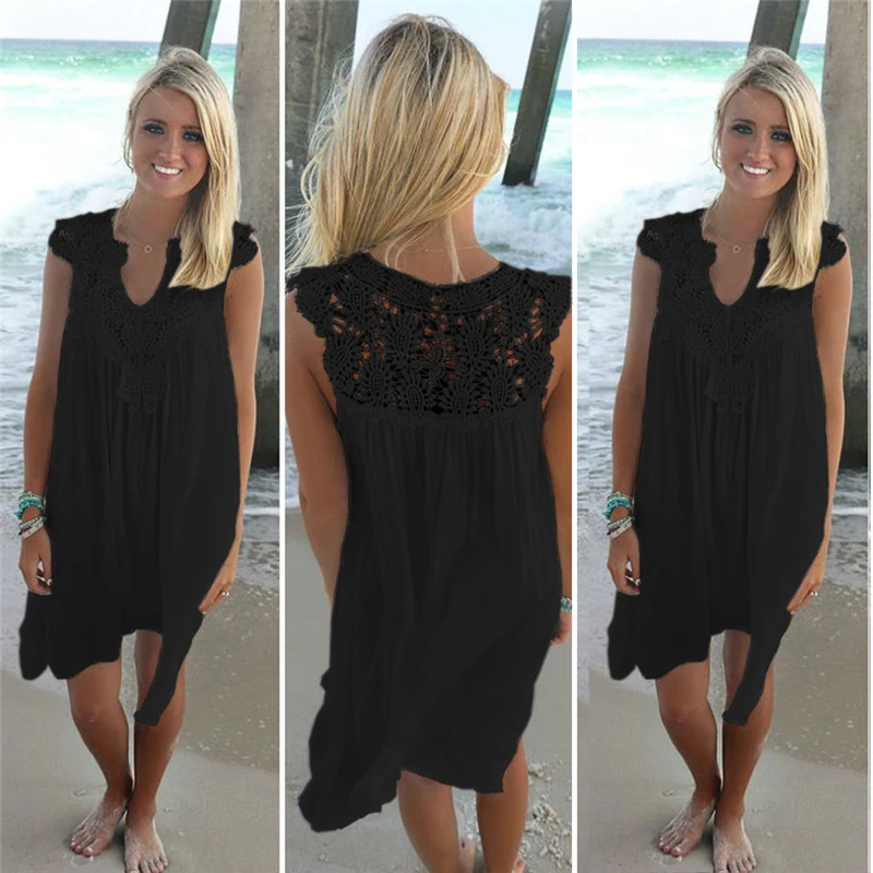 Женское вечернее платье однотонное из соломки размера плюс XXL кружевное пляжное