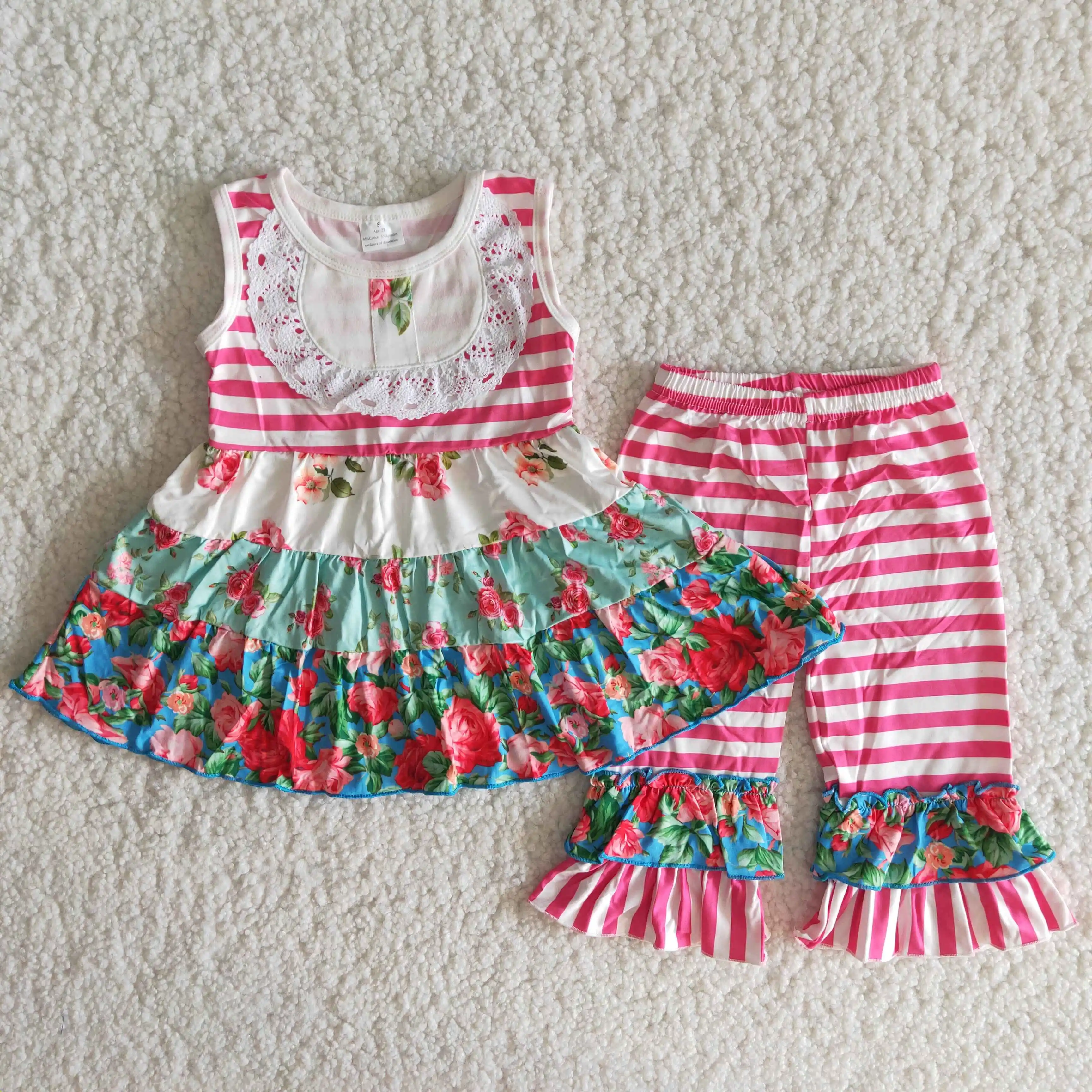 

New Girls Baby Clothes 2 Set Chicken Print Shirt Top Plaid Short Pants For Toddler Girls Outfits Kids Wear