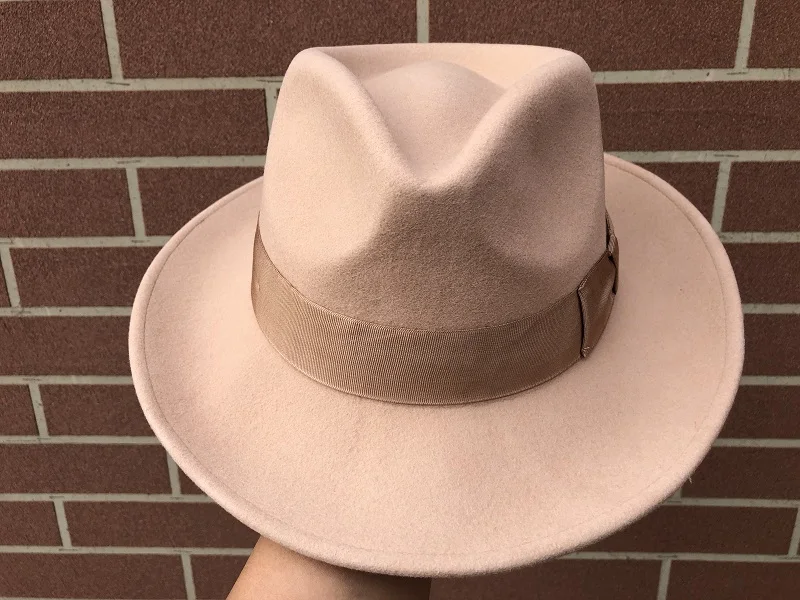 Wool Felt Camel Color Crushable Fedora Hats For Men Women
