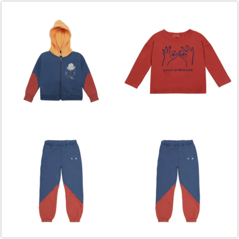 Детский костюм из трех предметов футболка с длинным рукавом и штаны капюшоном