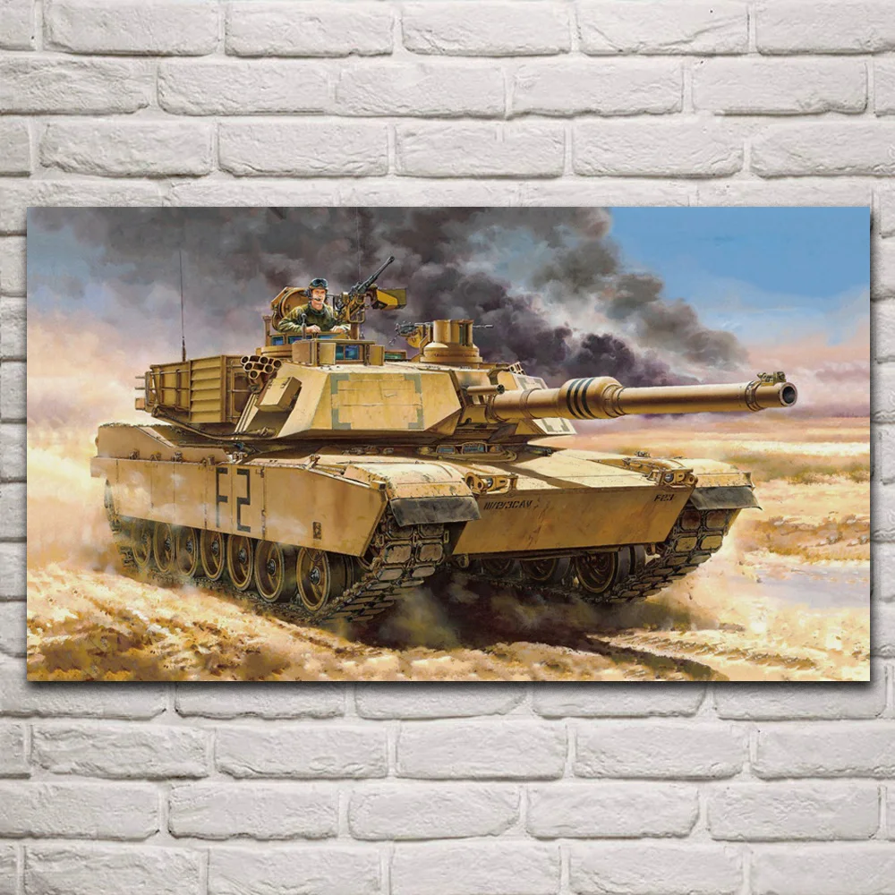 

M1 Abrams desert battle tank military artwork fabric posters on the wall picture home art living room decoration art KQ674