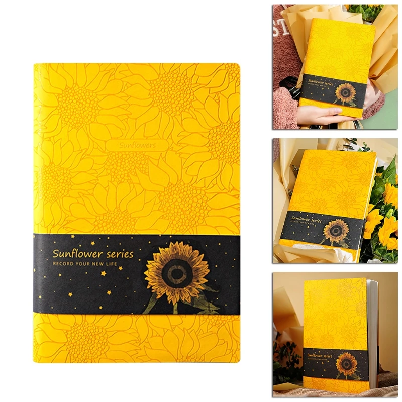 

PU Leather Sunflower Notebook A5 Schedule Book Diary Weekly Planner Notepad School Office Supplies Kawaii Stationery