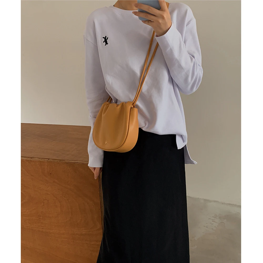 

Korean Version Fold Small Backpack Bag Wild Lady Bag Shoulder Bag Messenger Bag Small Bag 2021 For Little Suit Innocent Style