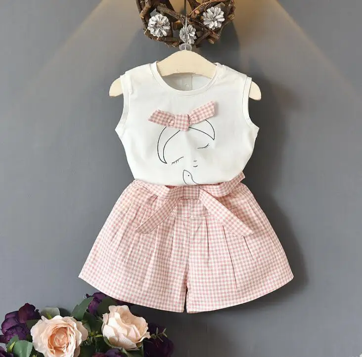2 шт./2-6 лет/Летняя одежда для маленьких девочек наряды мультяшная Милая белая