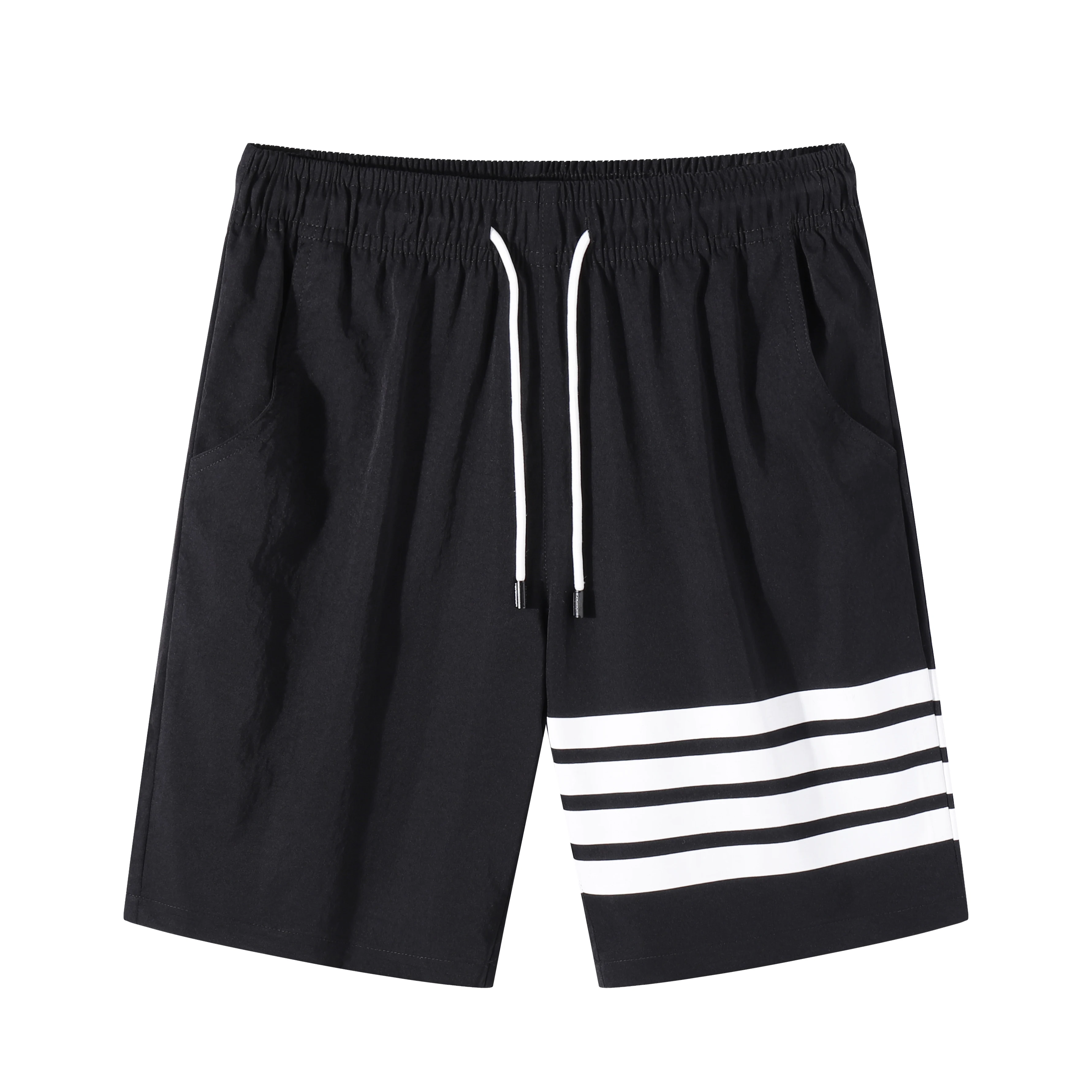 

2021 Shorts Men Clothing Mens Shorts Pants Casual Summer Brand Sweatpants Korean Fashion Striped Plus Size Loose Black Trousers
