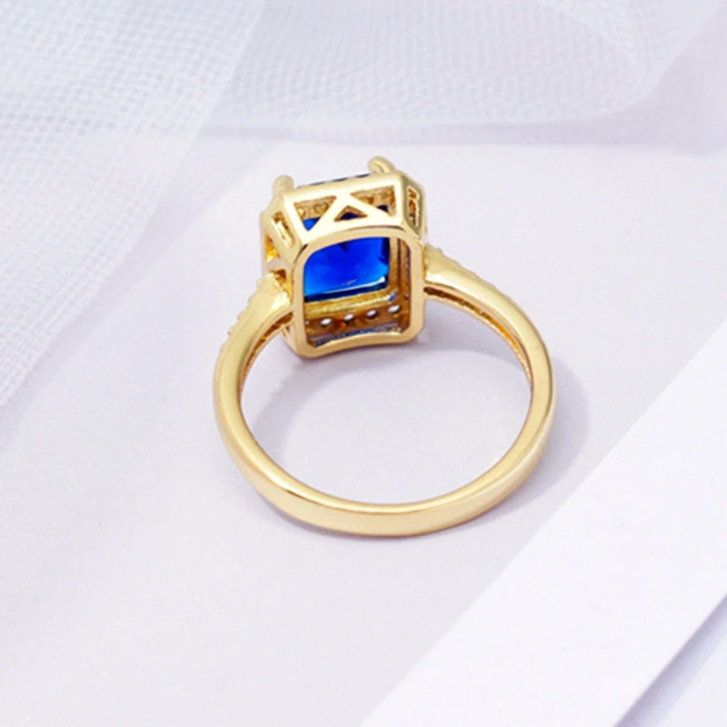 Свадебные Благородные Кольца принцессы для женщин темно синие циркониевые