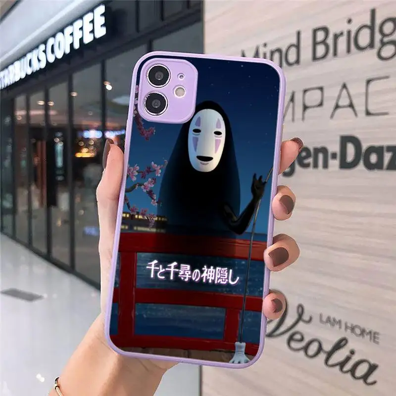 

Anime ciciber Spirited Away Phone Case Matte transparent For Purple iPhone 12 Mini 11 Pro XR XS Max 7 8 Plus X Back Cover