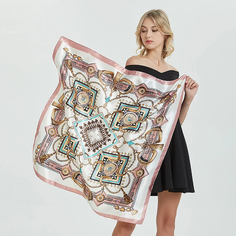 2020 90x90 многофункциональный женский Шелковый саржевый шарф с кисточками атласный