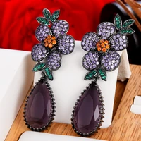 missvikki romantic boho big purple pendant earrings for women bridal wedding party jewelry bohemia style top quality accessories