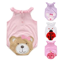 summer new infant bodysuits sleeveless cartoon cute outwear newborn baby girls pure cotton soft clothes one piece 5 colors
