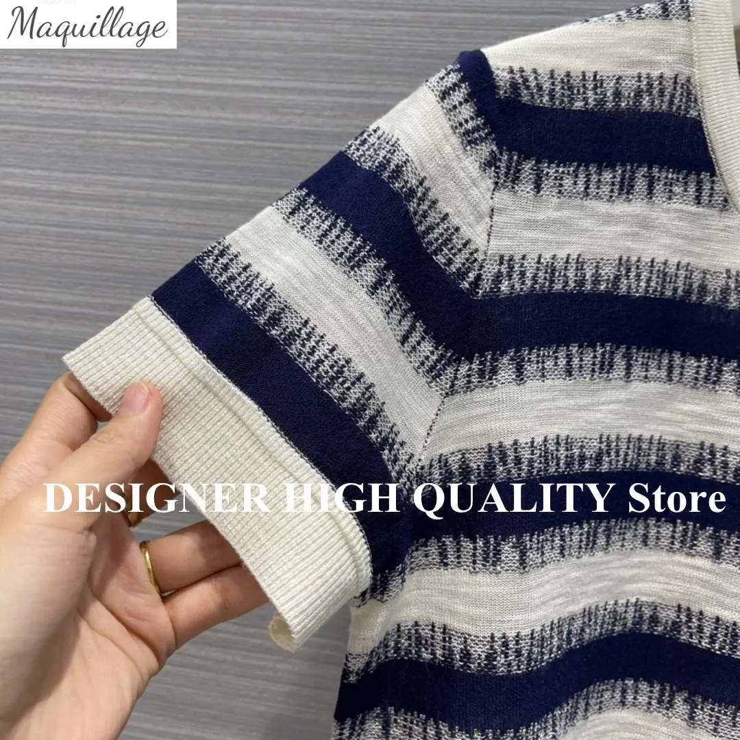 

Женская кашемировая футболка, трикотажная футболка с круглым вырезом и градиентными полосками контрастных цветов, лето 74%