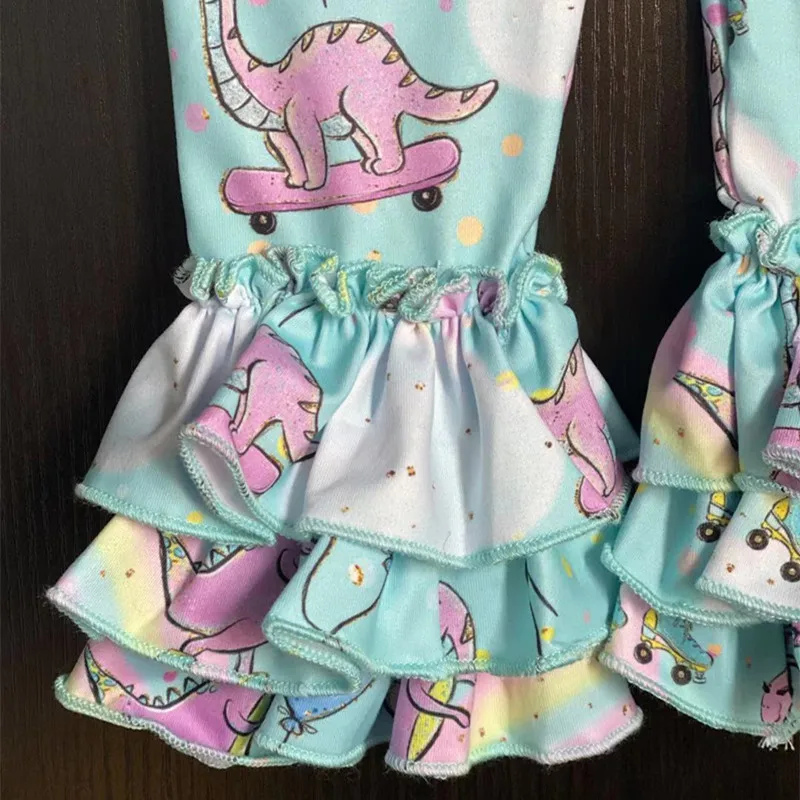 Радужные штаны с оборками для девочек молочный шелк тройная оборка леггинсы