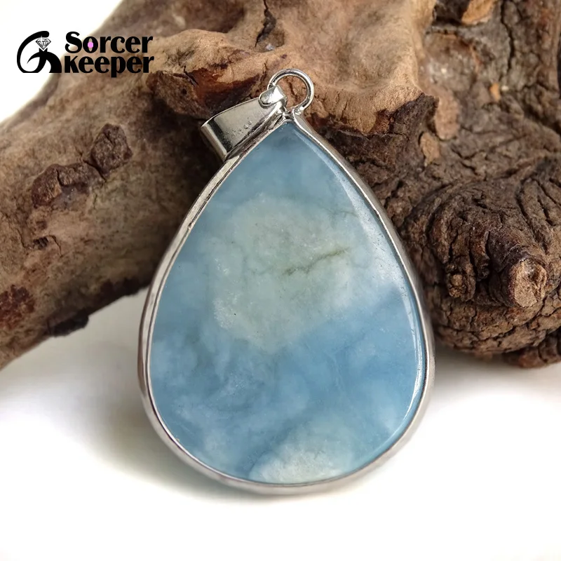 

Genuine Aquamarinea Gem Real Natural Ocean Blue Aquamarln Pendant Necklace For Woman Man CBA Beads Stone Jewelry DIY Gift BF122