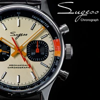 sugess st19 man watch mechanical chronograph seagull movement swaneck wristwatches official pilot sappire crystal military limit