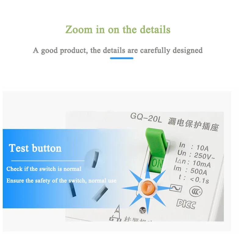 10A АС CN 5 отверстий розетки Земли защита от утечки стенной Мощность розетка с