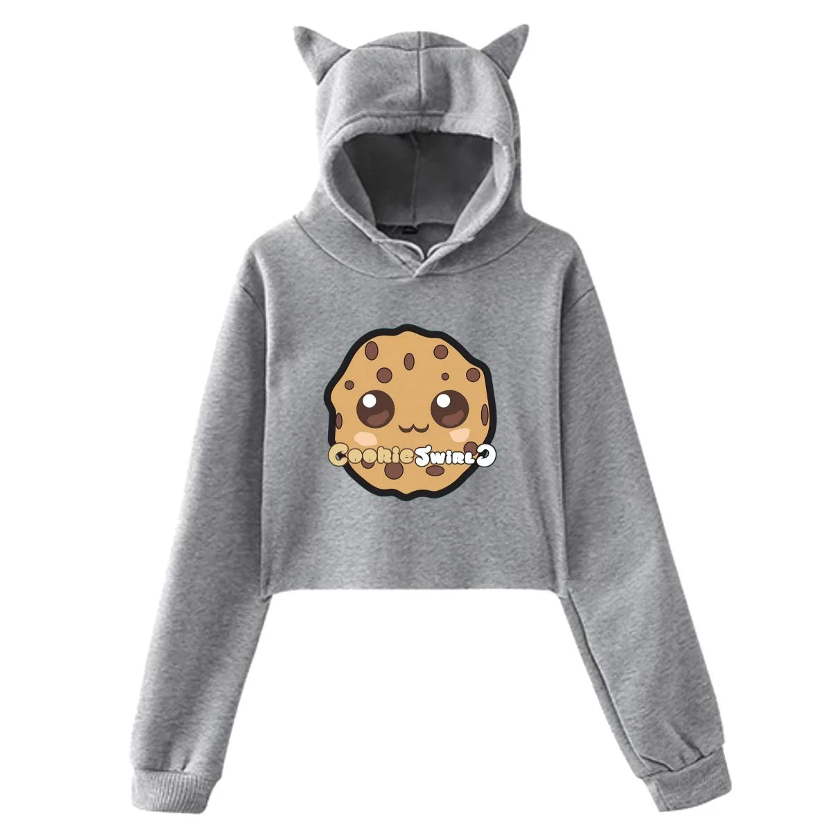 

Women's Cropped Top Black Children And Adolescents 2021 New Cat Ears Party Sports And Leisure All-match Hoodie Sweater
