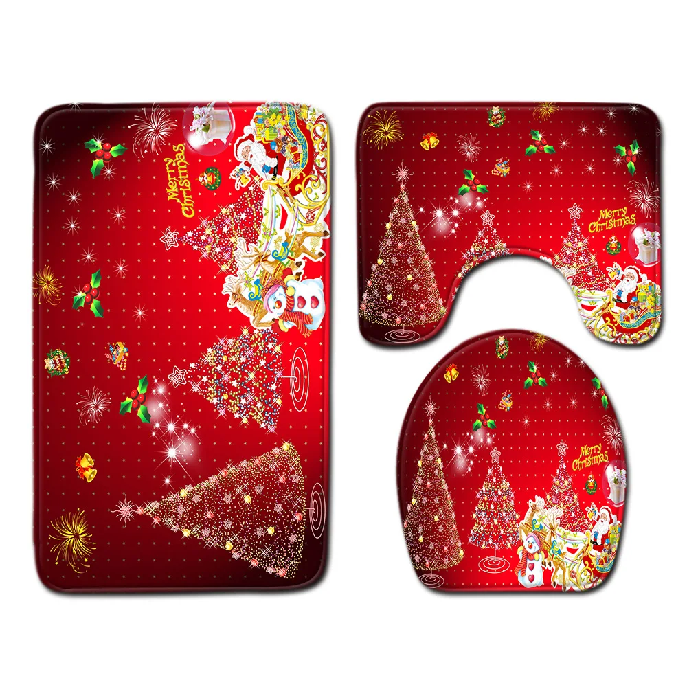 Рождественский коврик для ванной Zeegle фланелевый нескользящий домашний декор