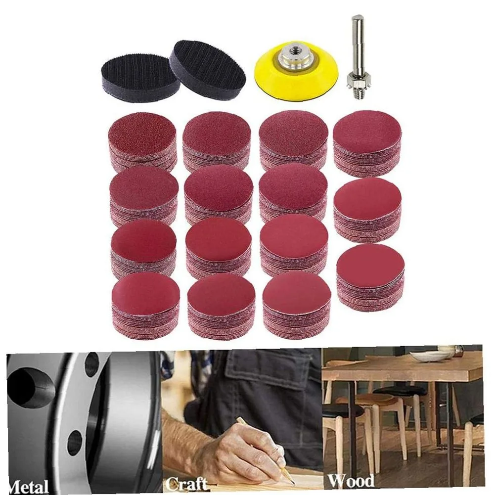 

300Pcs 2'' Sanding Discs Pad Assorted 60-3000Grit With 2 Soft Foam Buffering Pad Sanding Discs 1/4-inch Metal Shaft