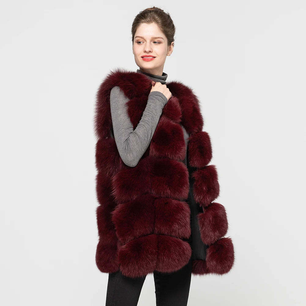 Jancoco Max Новое поступление настоящие жилеты из лисьего меха женский зимний теплый меховой жилет Модный стильный жилет высокого качества S1431