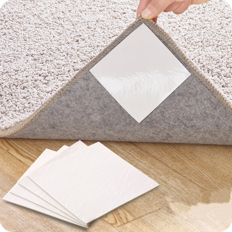 

4pcs Double-sided adhesive strong mat tape Anti-slip paste ground non-woven Gripper Floor Paste Sticker 10x10cm