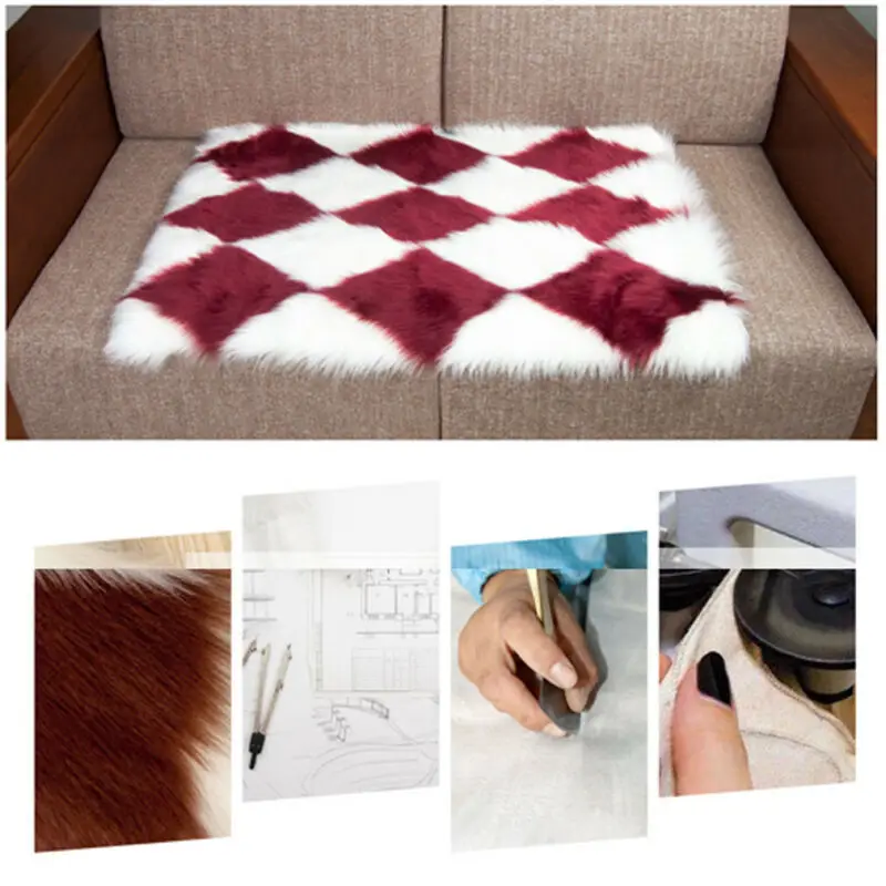 Пушистые коврики из искусственного меха в форме ромба нескользящий коврик для