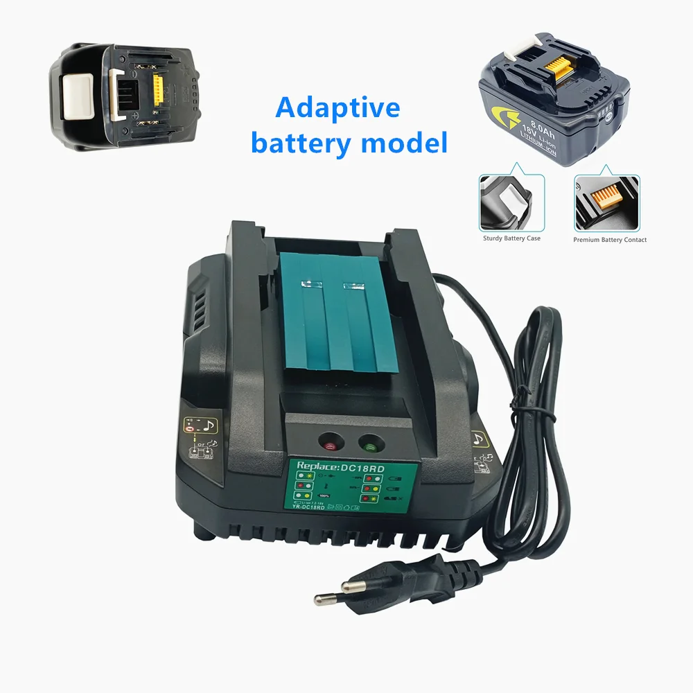 

2021 New Dc18Rc 7.2-18V Li-Ion Battery Charger 4A Charging for Makita Bl1830 Bl1430 Dc18Rc Dc18Ra Power Tool Battery Eu Plug