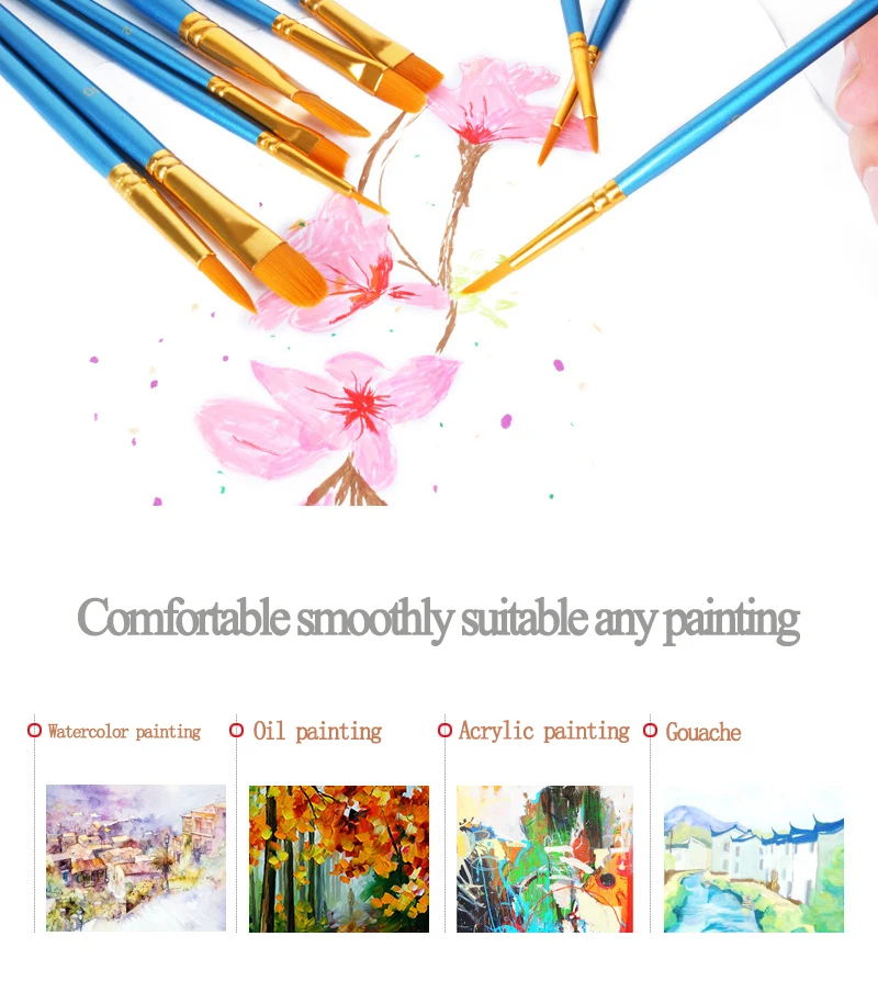 Нейлоновая кисть для нанесения краски 10 шт./компл. кисти рисования по номерам