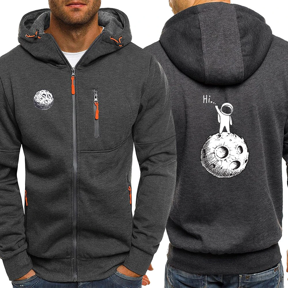 Осенне зимняя мужская куртка с принтом астронавта стоя на Луне мужские толстовки