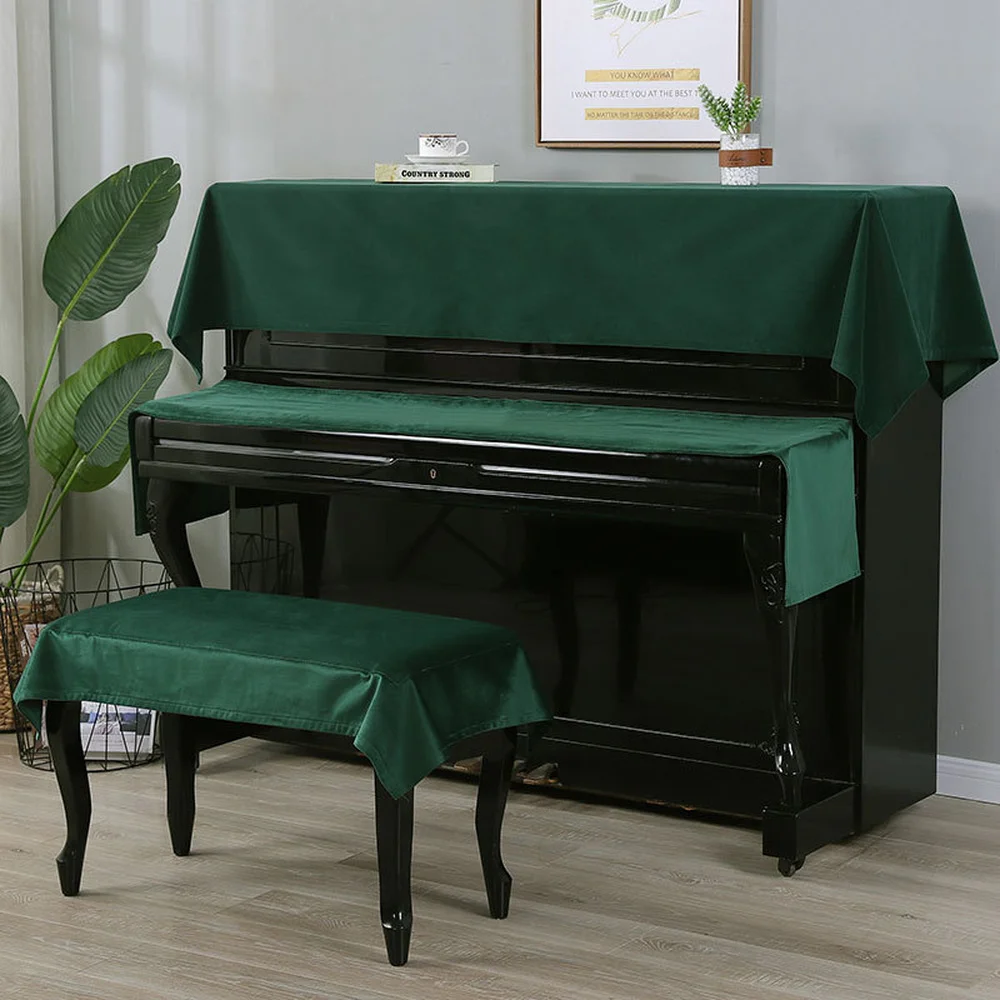 

Velvet Half Piano Cover with Stool Cover Style Contains Romantic Natural European Dust-Proof Keyboard Piano Covers