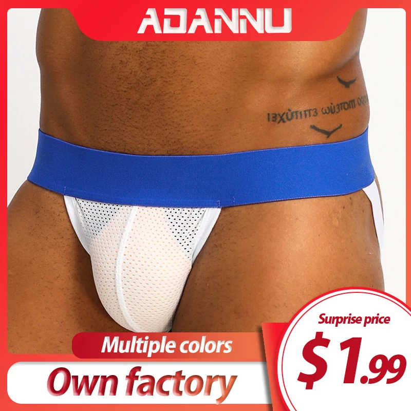 

ADANNU Brand Sexy Underwear Mesh Breathable Gay Jockstrap Men's Thong Cueca Tanga Comfortable Underpants U Pouch Sexy Gay