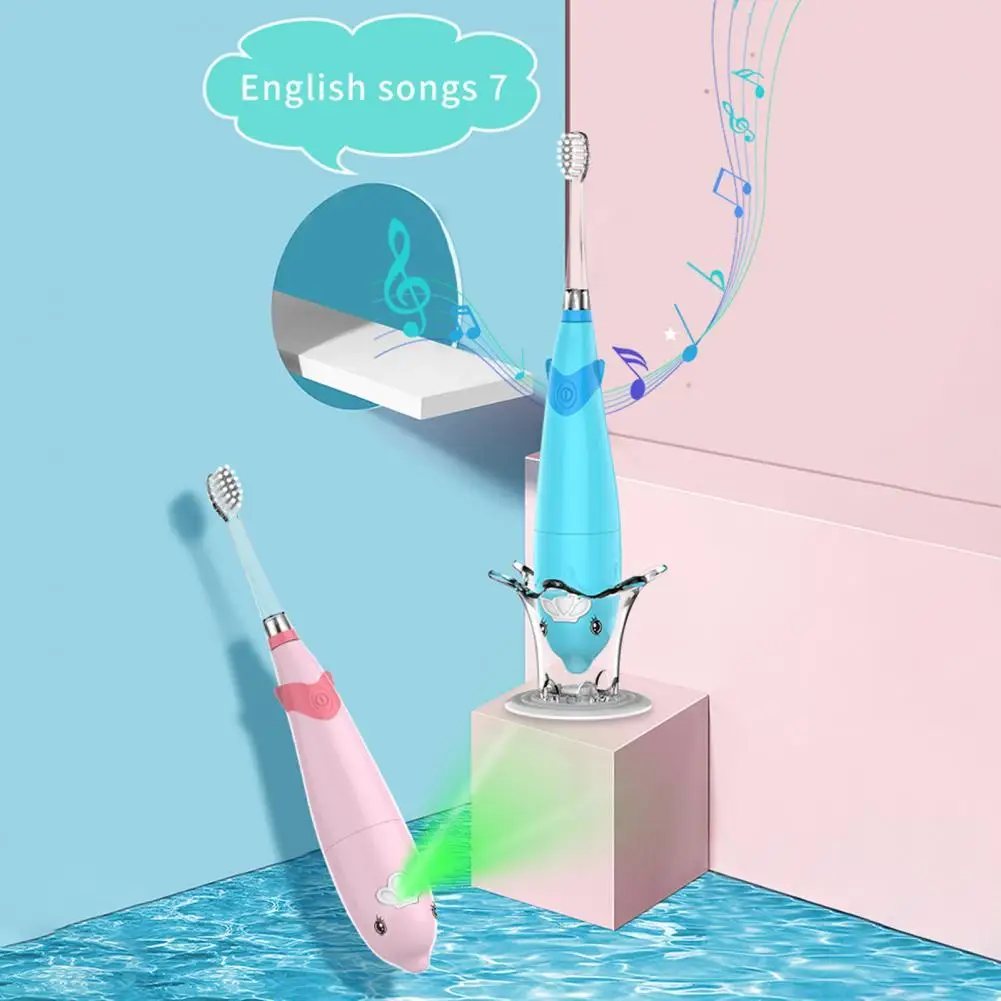 

1Set Whitening Toothbrush IPX5 Waterproof Vivid Color Compact Kids Dolphin Shape Toothbrush Oral Brush for Bathroom