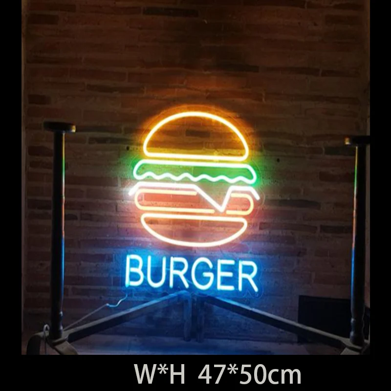 Пользовательский магазин гамбургеров неоновые комнатные магазины настенные