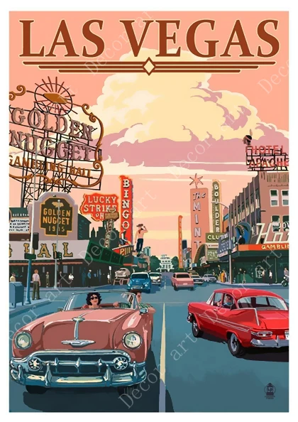 Художественный постер для путешествий в Лас Вегасе парусиновые картины