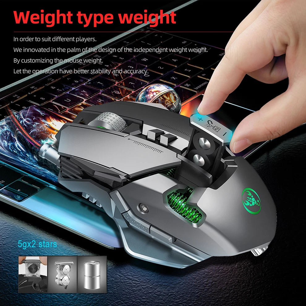 

FOR HXSJ J800 Professional Gaming Mouse 3200DPI Full 7 Programmable Buttons RGB LED Optical USB Wired Game Mice for Laptop Gamer