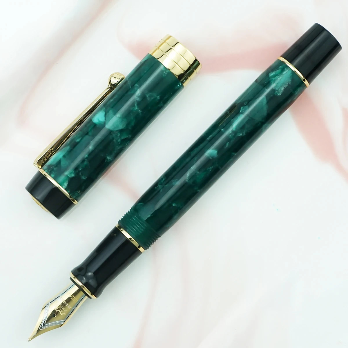 Green Jinhao 100 Centennial авторучка из смолы EF/F/ 18KGP M/изогнутое перо с конвертером для